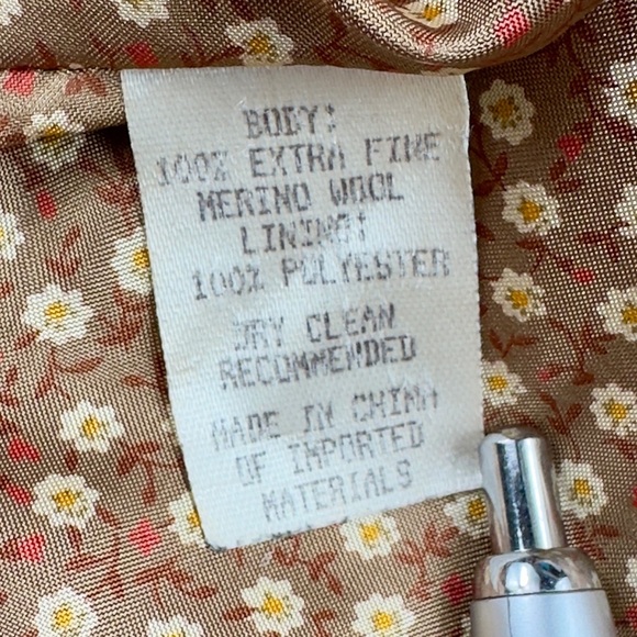 Chocolate Brown Wool Blazer Jacket M Floral Lining Power Dress Margaret O’Leary - Picture 12 of 14